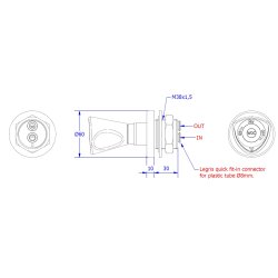Sarg ventil, behandlet vand (WDC)