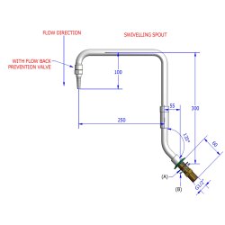 Svanehals 45 gr. fremspring 250 mm, svingbar.