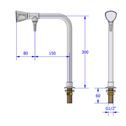 Standhane med ventil ved udlbstud. Kan bla. anvendes til Sprit