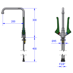 2-greb mixer - albuekller - svingbegrnsning - perlator WPC/WPH