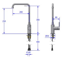 1-grebsmixer, fremspring 200 mm