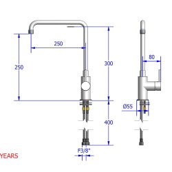 1-grebsmixer, fremspring 250 mm