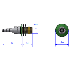 Udlbstud lige, koldt/varmt vand.