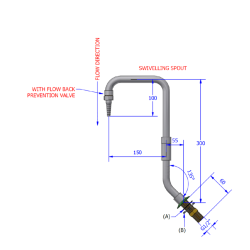 Svanehals 45 gr. fremspring 150 mm, svingbar.