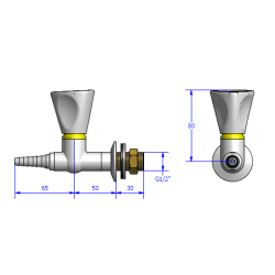 Brandgas, lige, u/lynkob. Gevind-3cm.