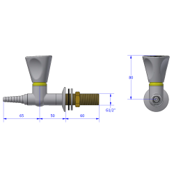 Brandgas, lige, u/lynkob. Gevind-6cm.