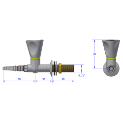 Brandgas, lige m/lynkob. Gevind 6cm