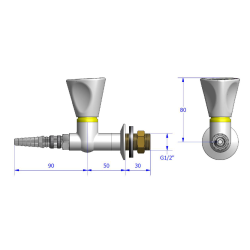 Brandgas, lige m/lynkob. Gevind 3cm