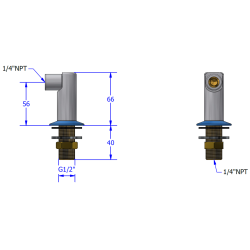 Udlbstud 90 gr. 1/4"NPT,  luftarter 5.0