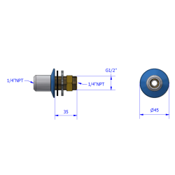 Udlbstud lige 1/4"NPT,  luftarter 5.0