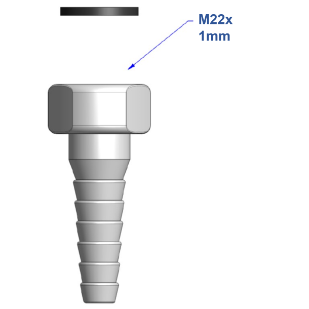 Slangestuds med ls M22x1mm omlber og pakning