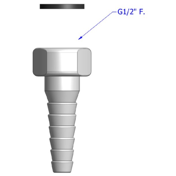 Slangestuds med ls G1/2" omlber og pakning