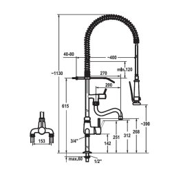 Et- grebs, 2 huller, Bord bruser med svingbar udlbstud