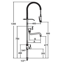 Et- grebs, 2 huller, Bord bruser med svingbar udlbstud, 270 mm