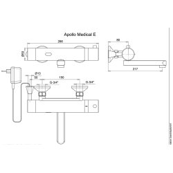 Berringsfri armatur, tempereret vand,  model Apollo Medical