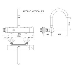 Berringsfri armatur, tempereret vand,  model Apollo Medical F