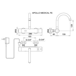 Berringsfri armatur, tempereret vand,  model Apollo Medical F