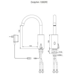 Berringsfri armatur, tempereret vand, model Dolphin 1000 F