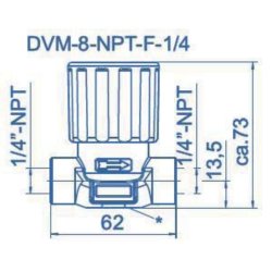 Membran afsprringsventil, 6.0 gas 1/4" NPTF