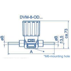 Membran afsprringsventil, 6.0 gas OD6 rustfri rr