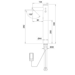 Berringsfri armatur, tempereret vand, model Smart 1000 Plus Lang tud