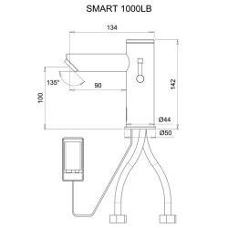 Berringsfri armatur, tempereret vand,  model Smart 1000 Lang tud