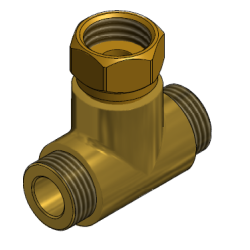 1/2" messing tee med 1/2" svivel omlber.