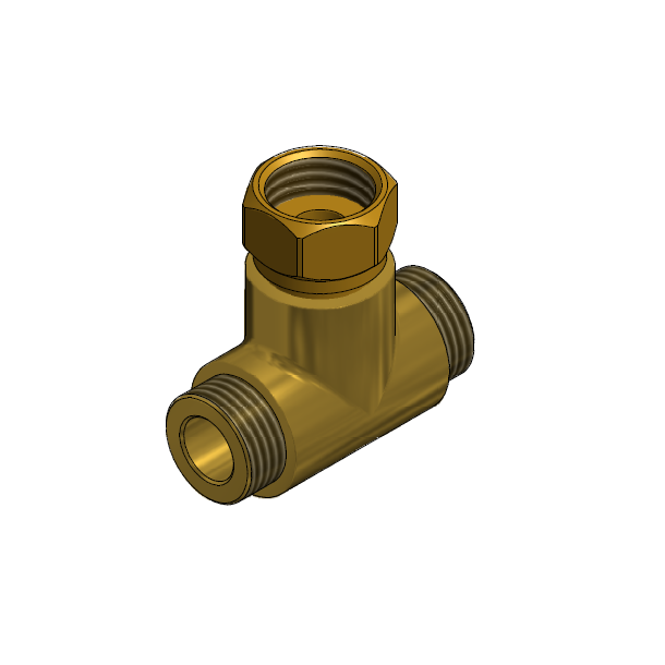 1/2" messing tee med 1/2" svivel omlber.