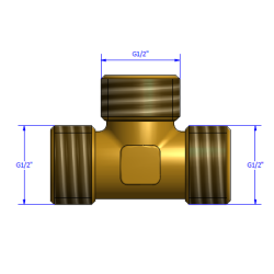 1/2" messing nippel tee
